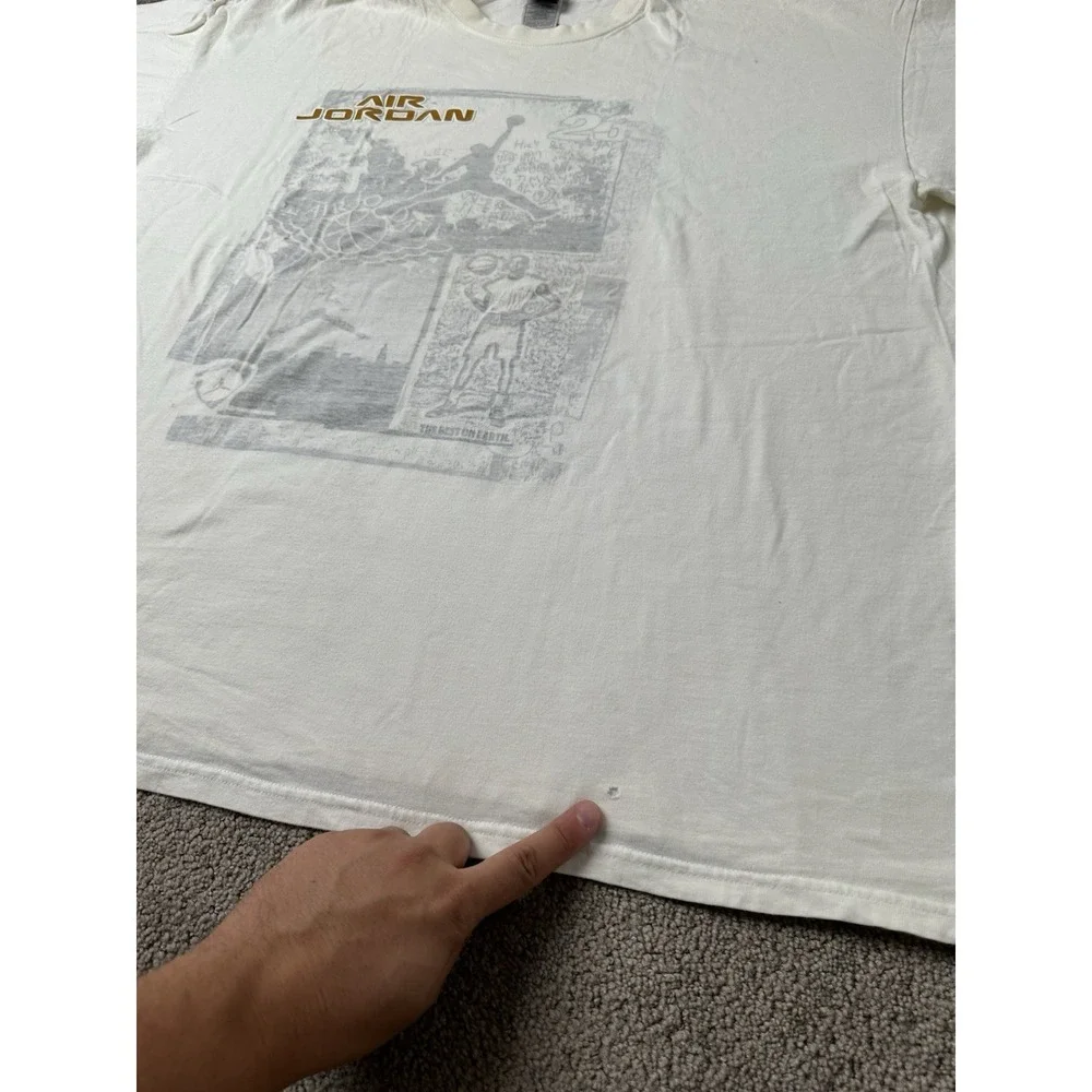 Vintage Mens T-shirt 2000s Air Jordan 23‎ Graphic White Jumpman Tee, Size XXL